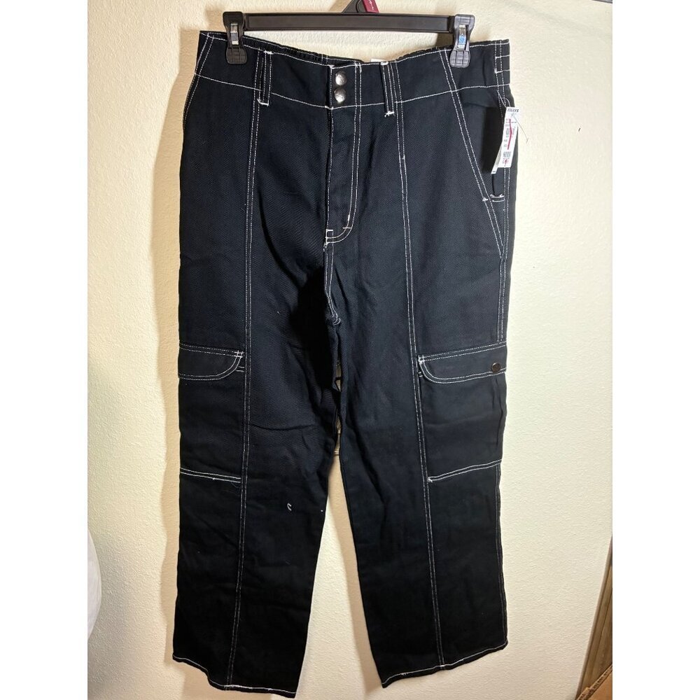 NWT RSQ Denim Cargo Pants Grunge Y2K Skater Retro Cotton Black Size XL